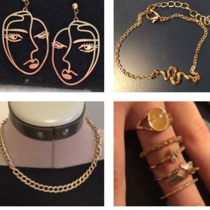 Bundle Jewelry for Any Occasion Earrings, Necklace, Bracelet, 5 Rings